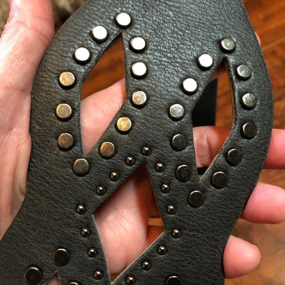 Brown Nickel Studded Bohemian Belt